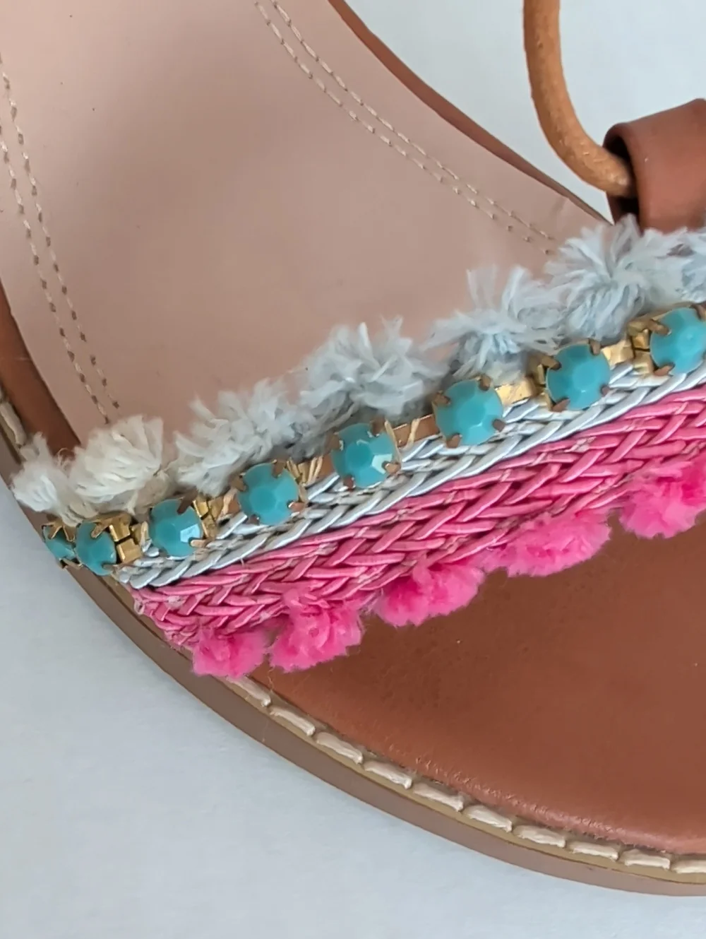 Charlotte Russe Edith-2 Lace-Up Gladiator Sandals 10 Pink Brown Multi